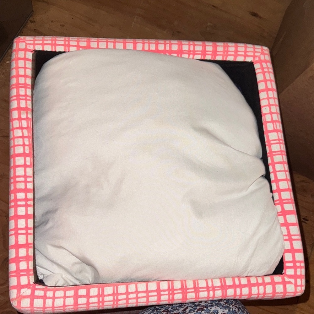 Pink and White Storage Ottoman - Picture 8 of 11
